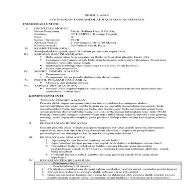 MODUL AJAR PJOK FASE C KELAS 5 KURIKULUM MERDEKA | DOCX