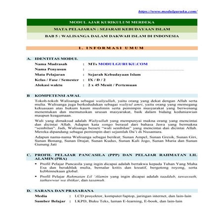 Modul Ajar SKI Kelas 9 Fase D Kurikulum Merdeka