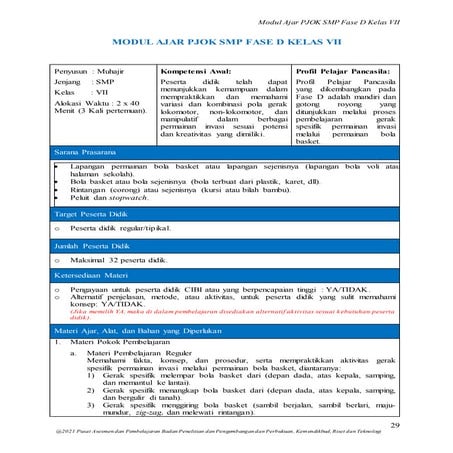 MODUL AJAR PJOK FASE C KELAS 5 KURIKULUM MERDEKA | DOCX