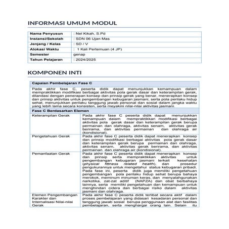 MODUL AJAR PJOK FASE C KELAS 5 KURIKULUM MERDEKA | DOCX
