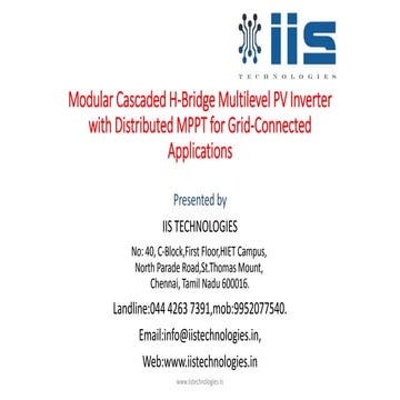 Modular Cascaded H-Bridge Multilevel PV Inverter with Distributed MPPT for Gr...
