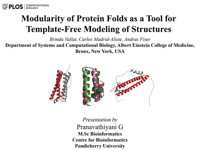 Modularity of protein folds as a tool for template free modeling of structures