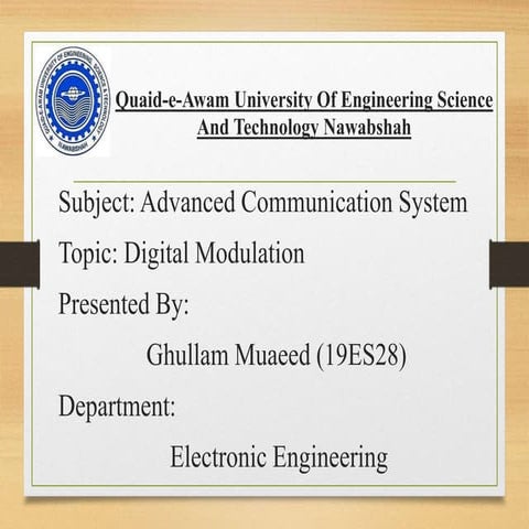 Digital modulation (19ES28) Ghulam Mueed 