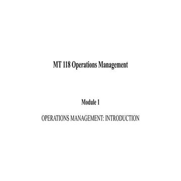 Module-1 Introduction to Operations Management