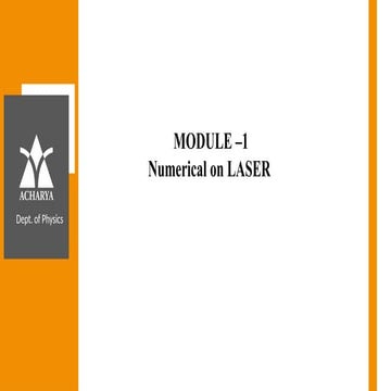 Module -1 laser and optical fiber applications | PPTX