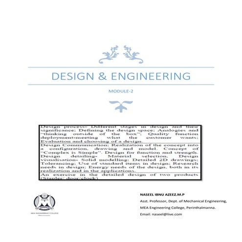 Design and Engineering: Module-2 Notes