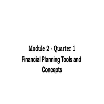 Module-2-Quarter-1 Financial Planning Tools and Concept