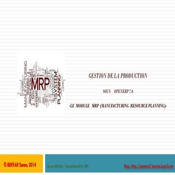 Module MRP (Manufacturing Resource Planning ) sous OpenERP 7.0