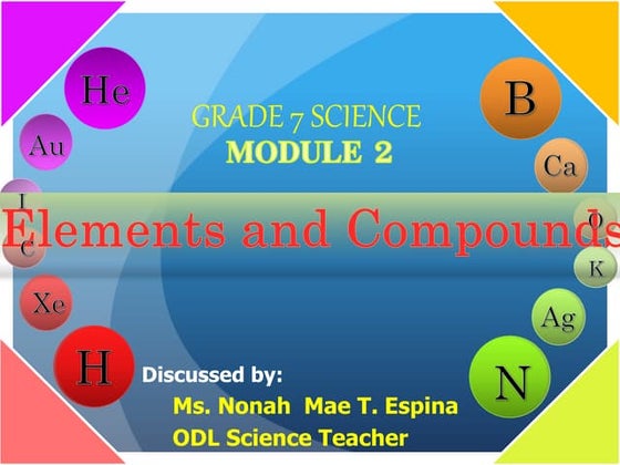 Elements and compounds grade 7 (first quarter) | PPT