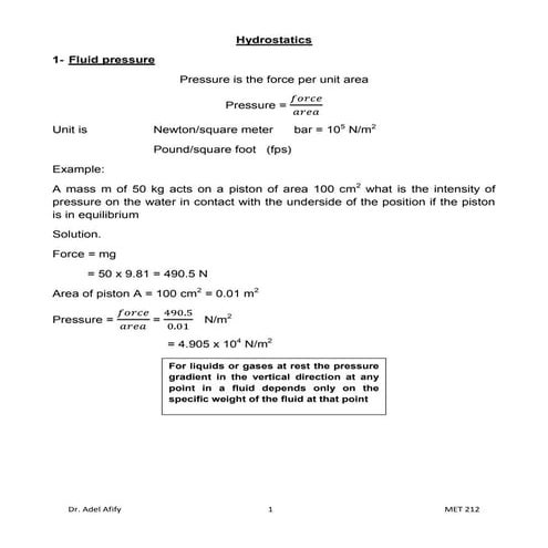 MET 212 Module 2-hydrostatics