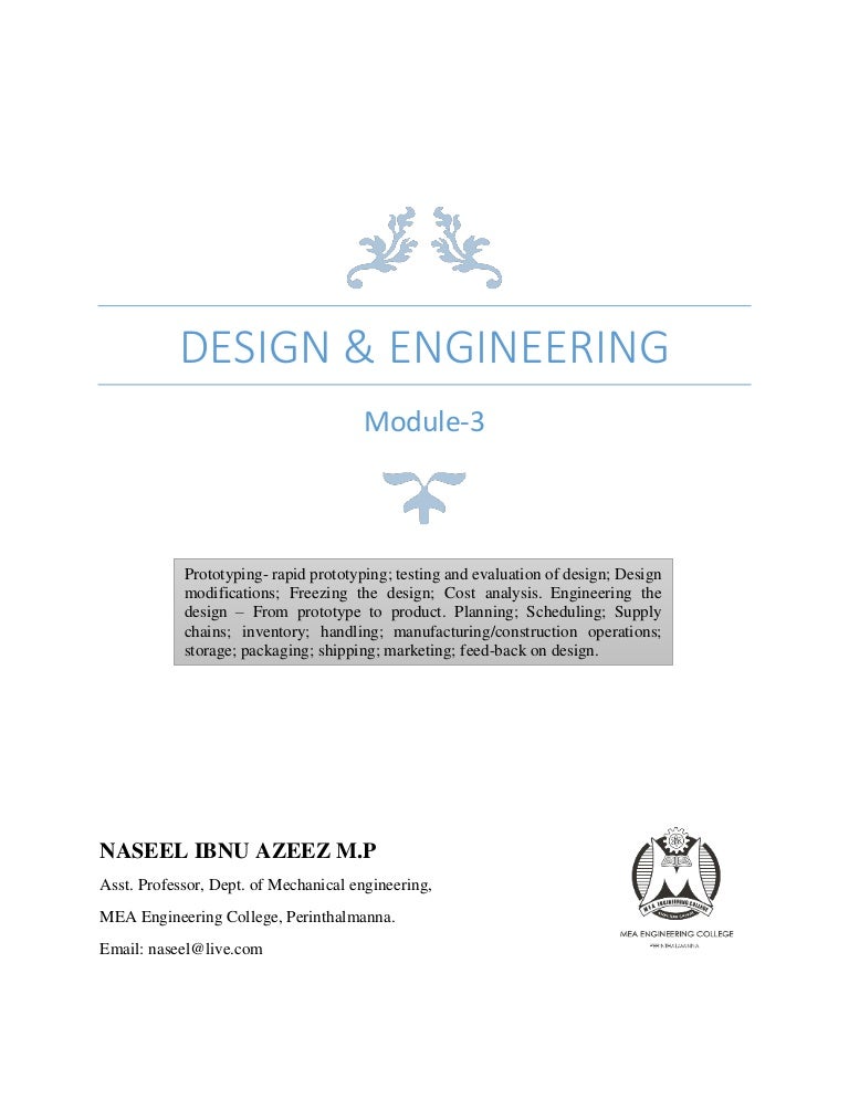 Design And Engineering Module 3 Prototype To Product