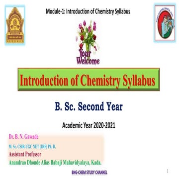 Module-3 Introduction of Chemistry Syllabus B. Sc.- II Year Semester-III