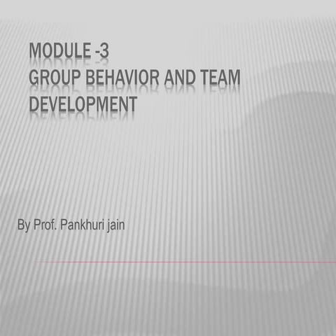 GROUP BEHAVIOR AND TEAM DEVELOPMENT