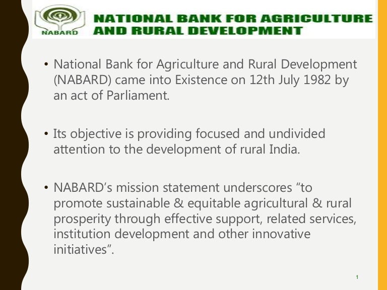 National Bank for Agriculture and Rural Development (NABARD)