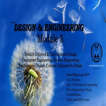 Design and Engineering Module-5: Product Centered Design and User Centered De...
