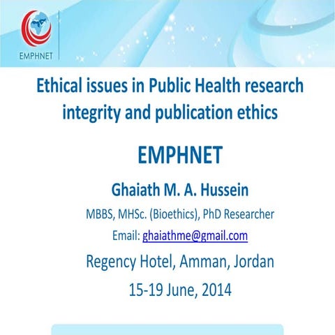 EMPHNET-PHE Course: Module seven(part2)-research integrity and publication et...