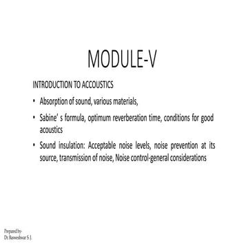 MODULE 5 BUILDING PLANNING AND DESIGN SY BTECH ACOUSTICS SYSTEM IN BUILDING