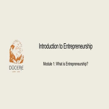 Module 1 - What is Entrepreneurship?