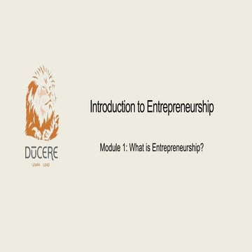 What is Entrepreneurship?