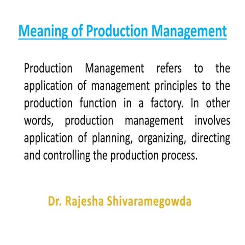 1ST MODULE PRODUCTION MANAGEMENT AND OPERATION RESEARCH