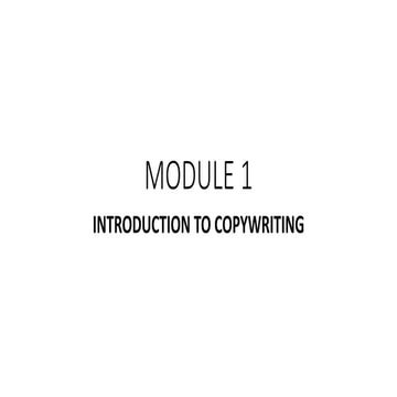 INTRODUCTION TO COPYWRITING
