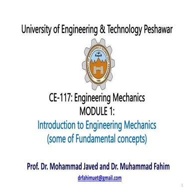 Engineering Mechanics-Module 1 (Introduction) | PPTX