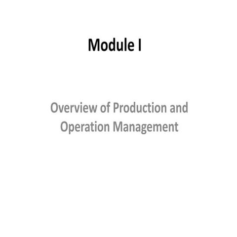 Overview of Production and Operation Management