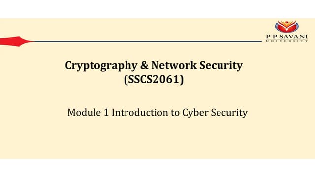 Module 1 Introduction to cryptography...