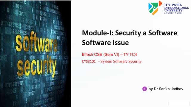 Software security: Security a Software Issue