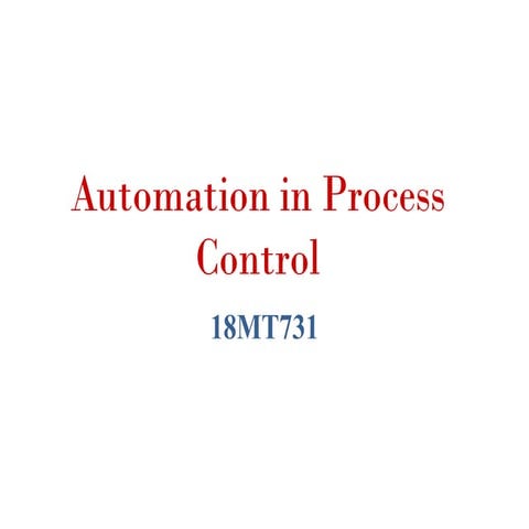 Automation and process control Automation and process control