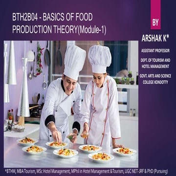 BTHM Module 1   basics of food production theory
