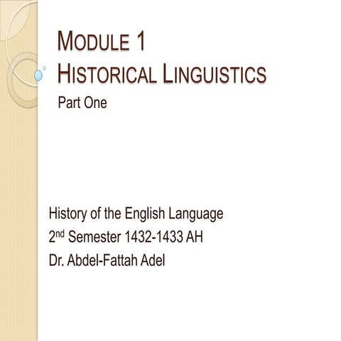 Module1 historical linguistics-part1 | PPT