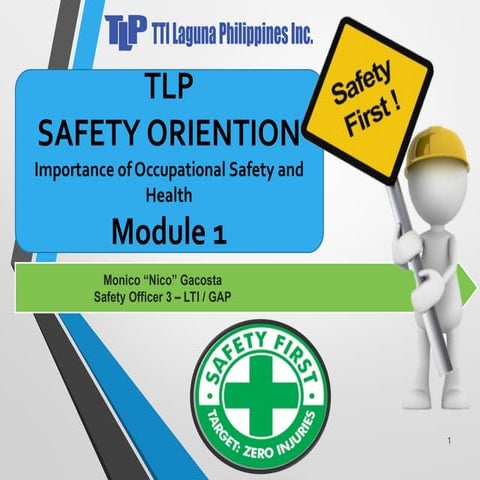 Module 1-Importance of Occupational Health and Safety Orientation in ...