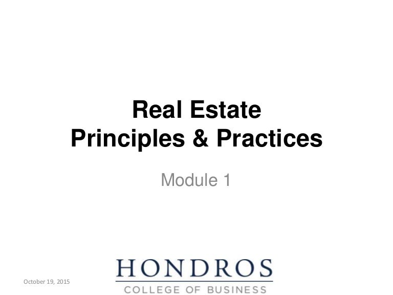 Module 1 Real Estate Principles and Practice October 2015