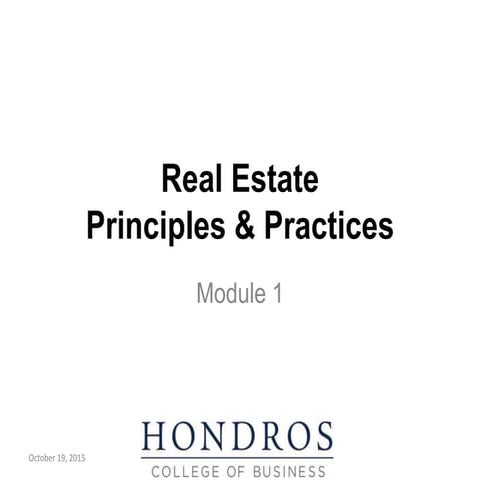 Module 1 -Real Estate Principles and Practice October 2015 