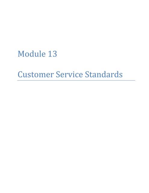 Module 13 customer service standards