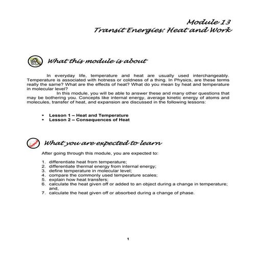 Module 13  transit energies