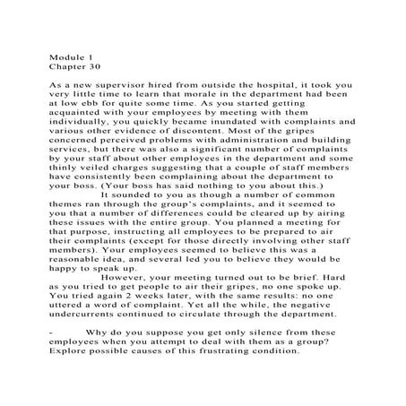 Module 1Chapter 30As a new supervisor hired from outside the.docx
