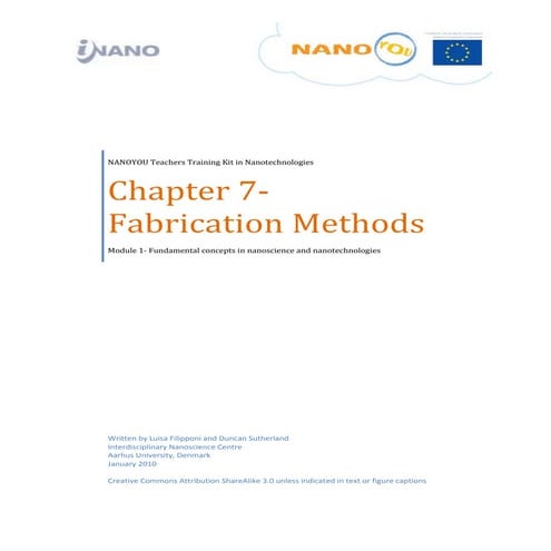 Fabrication methods - Nanoscience and nanotechnologies