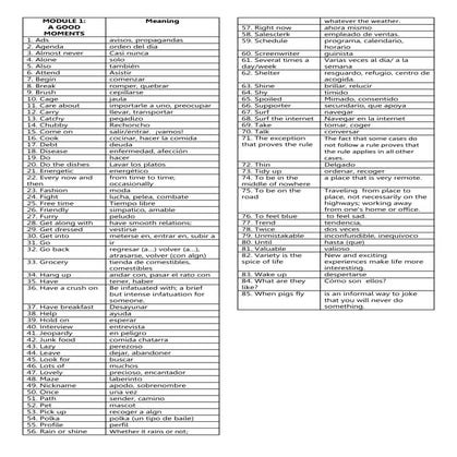 Module 1 good moments