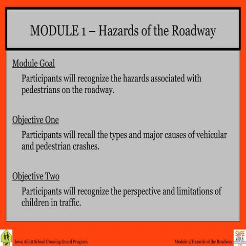 Crossing Guard Training Module 1 Hazards