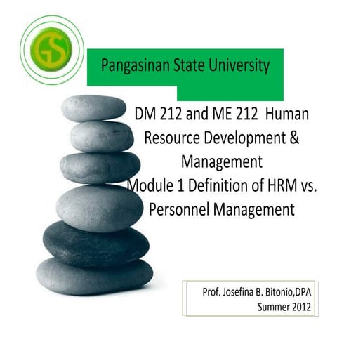 Module 1 HRM vs. Personnel Management