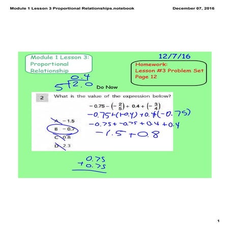 Module 1 lesson 3 proportional relationships