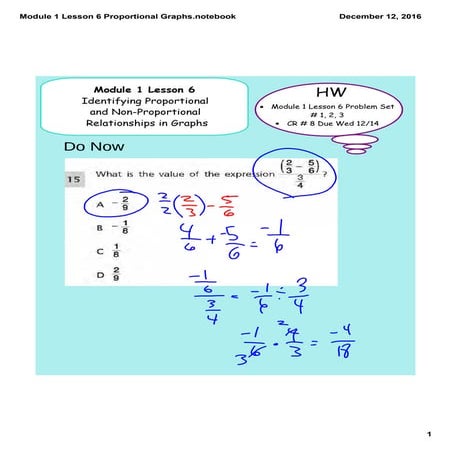 Module 1 lesson 6 proportional graphs