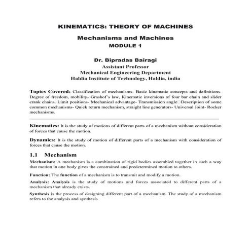 Module 1  mechanisms and machines