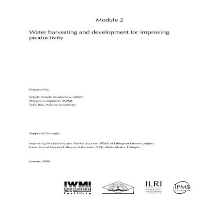 Water harvesting and development for improving productivity - Part 2