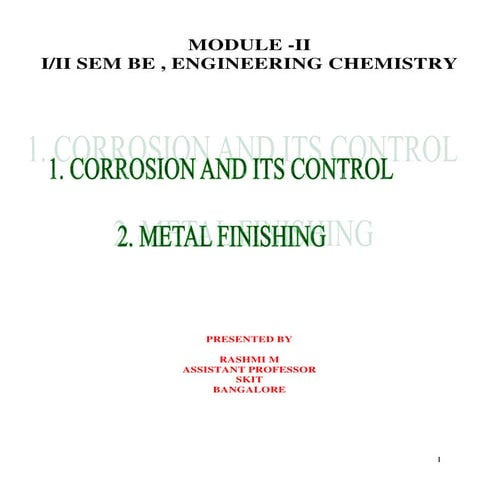 I/II SEM BE, VTU, ENGINEERING CHEMISTRY , Module 2