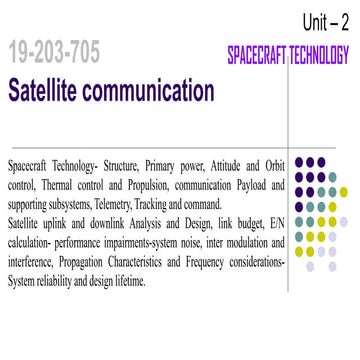 Spacecraft technology - Satellite communication