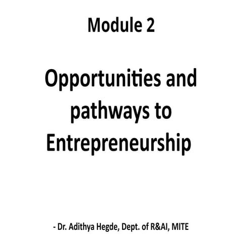Entrepreneurship Management and Finance - Module 2 - PPT