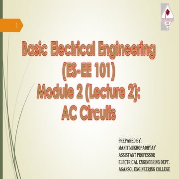 BASIC ELECTRICAL  Module 2.2 AC CIRCUITS